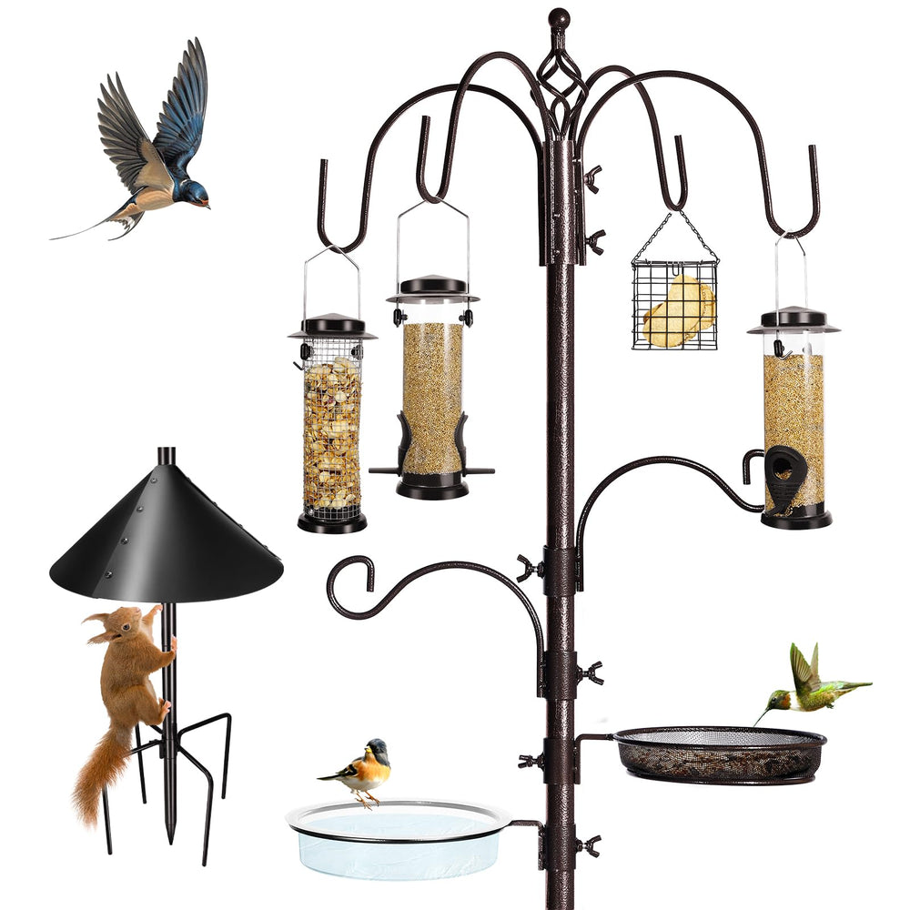 YINGYM assembled feeding station front view showing full setup and bird access benefits