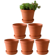 Yishang front view of six terracotta pots showing organized set and aesthetic benefit