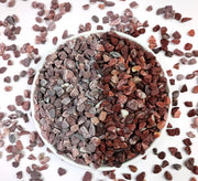 YISZM front bag shot showing 2lb red pebbles and packaging benefits