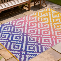 YONILE front view of 5x8 outdoor rug showing full pattern and benefit durable coverage