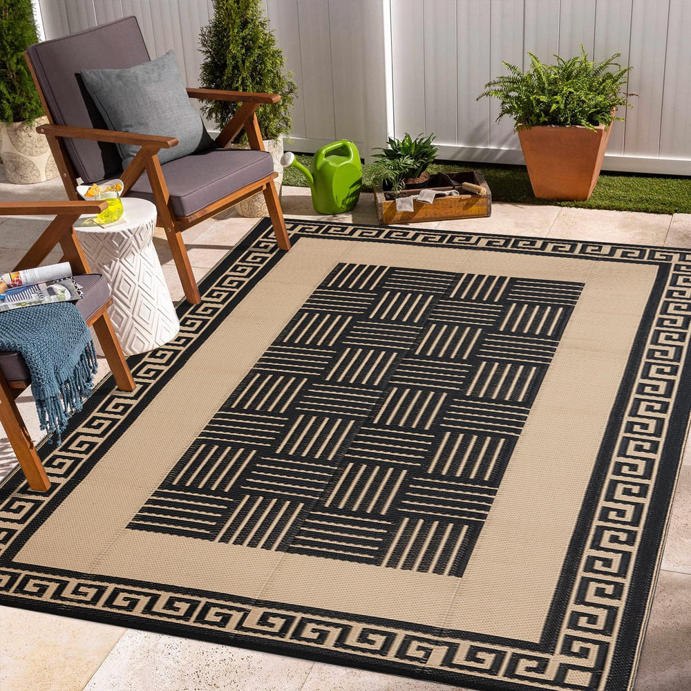 YONILE front view of 6x9 outdoor rug shows durable waterproof surface and portability