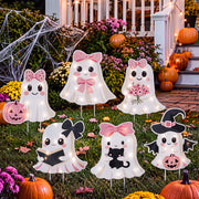 Yookeer front view packaged set showing six pastel ghost stakes and lights
