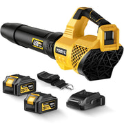 YOOVL front view of cordless leaf blower showing compact body and nozzle, for efficient cleaning