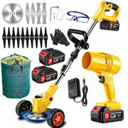 YOPTWX front view of cordless trimmer and blower kit showing complete set and convenience