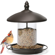 Youvip feeder front view shows durable metal roof and weatherproof finish benefit