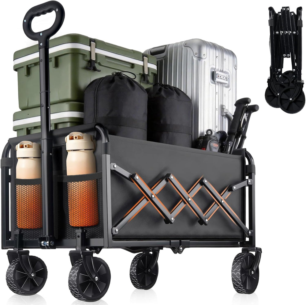 YOVOBUSS front view of wagon showing sturdy frame and open cargo space for easy loading