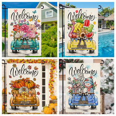 YOVOYOA garden flag on porch showing welcoming decoration benefit