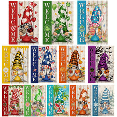 YOVOYOA front display of 12 gnome garden flags bright seasonal decor