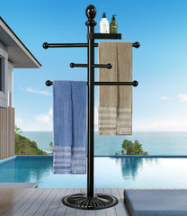 Yozoluck front view of six-bar towel rack showing organized towels and curb appeal