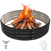 YSEJOMP front view of full 60-inch fire ring showing modern black finish and containment