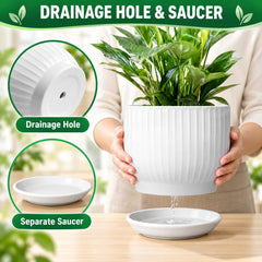 YUFDA pot seated on separable saucer demonstrating tidy water catch