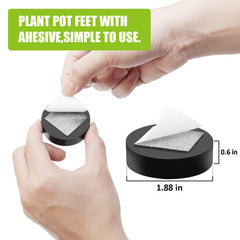 YUFDA invisible pot foot placed under planter showing hidden protection