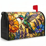 YXESO front view showing hummingbird floral mailbox cover enhancing curb appeal