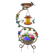 YYWMWM full product view showing metal birdbath combo and garden benefit