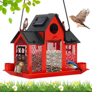 YYWMWM red hanging feeder front view shows decorative design and easy access