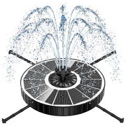 Yzert solar fountain front view showing compact pump and panel, adds ambiance