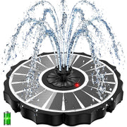 Yzert front view solar fountain showing flower shape and stable base benefit