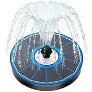 Yzert solar fountain front view showing glass panel and nozzle, enhances garden aesthetics