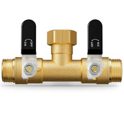 ZaakWang front view of brass splitter showing dual outlets and sturdy body for reliable distribution
