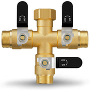 ZaakWang front view of brass splitter showing three outlets and inlet, durable design