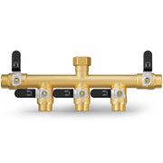 ZaakWang front view of 5-way brass splitter showing outlets and connectors for high efficiency