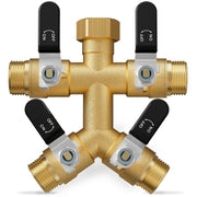 ZaakWang front view of 4-way brass splitter showing durable body and four outlets for multi-tasking