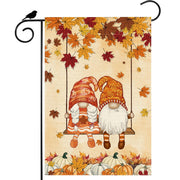 ZAEW flag front view showing vibrant fall gnomes and maple leaves benefit curb appeal