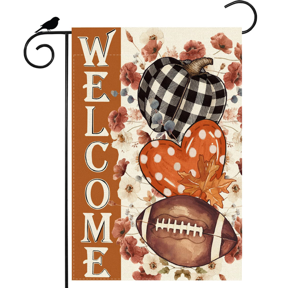 ZAEW welcome football fall flag front view showing vibrant colors and readable design