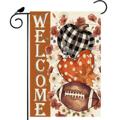 ZAEW welcome football fall flag front view showing vibrant colors and readable design