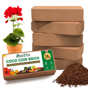 ZeeDix front view of six coco coir bricks showing compact packaging and storage benefit