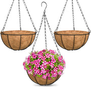 ZeeDix front view of three hanging baskets showing complete set and easy installation