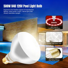 Zenhagu R40 installed in pool fixture enhancing nighttime visibility