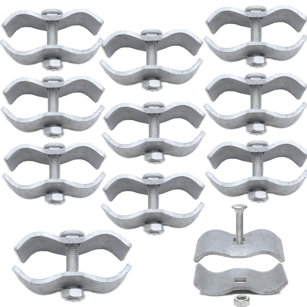 Zentriqlla front view of ten-pack clamps showing included bolts and nuts for quick assembly