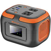 ZeroKor front-facing unit showing outlets and handle, portable power anywhere