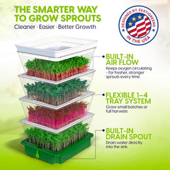 ZESTIGREENS stacked trays side profile showcasing space-saving vertical growth