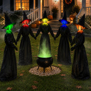 Zesua front view of five witches holding hands shows full set and packaging benefit