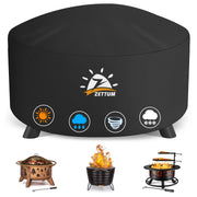 Zettum front view of 40 inch cover protecting fire pit, showing full fit and protection