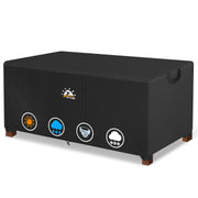 Zettum front view of cover protecting rectangular coffee table, durable protection