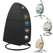 Zettum front view of covered egg chair showing full protection and neat fit