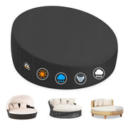 Zettum front view of 75 inch round cover showing full protection and neat fit