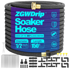 ZGWDrip coiled 150 ft soaker hose ready to install and save water