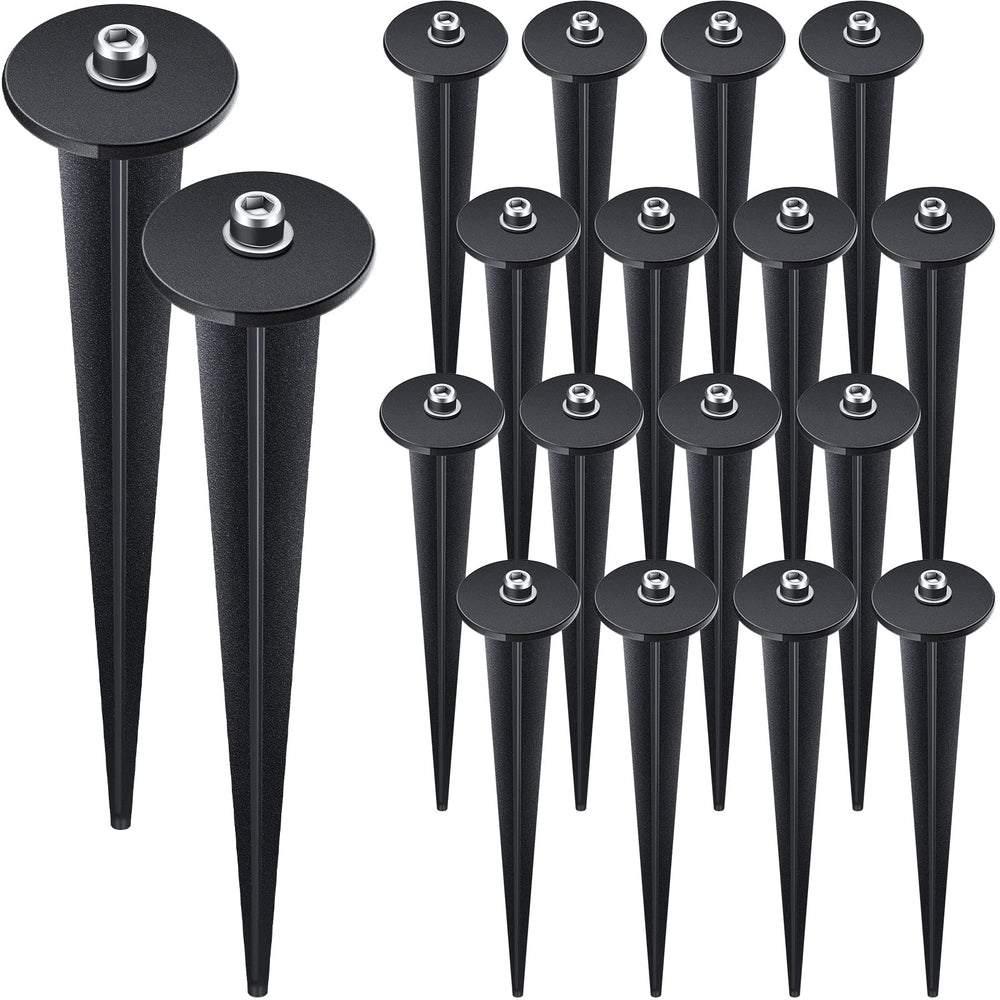 Zhengmy front view of 16 black metal stakes showing full kit and sturdiness