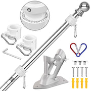 ZMTECH flag pole front view showing durable stainless finish and sleek profile