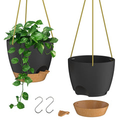 ZMTECH front view black hanging planter showing clean matte finish and modern look