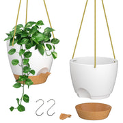 ZMTECH front view white hanging planter showing clean minimalist look and space-saving benefit