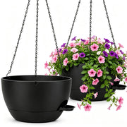 zople front view black hanging planter showing large capacity and style