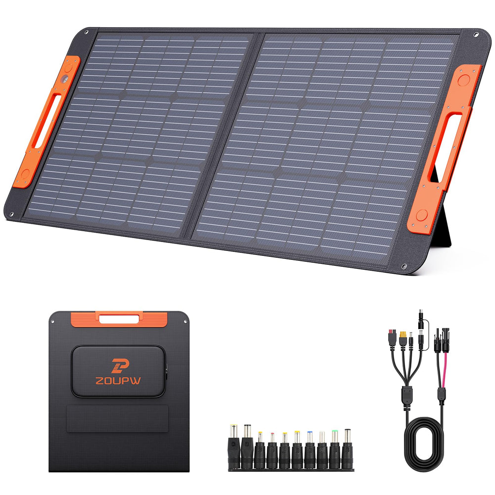 ZOUPW front view of foldable panel showing portability and fast setup benefit