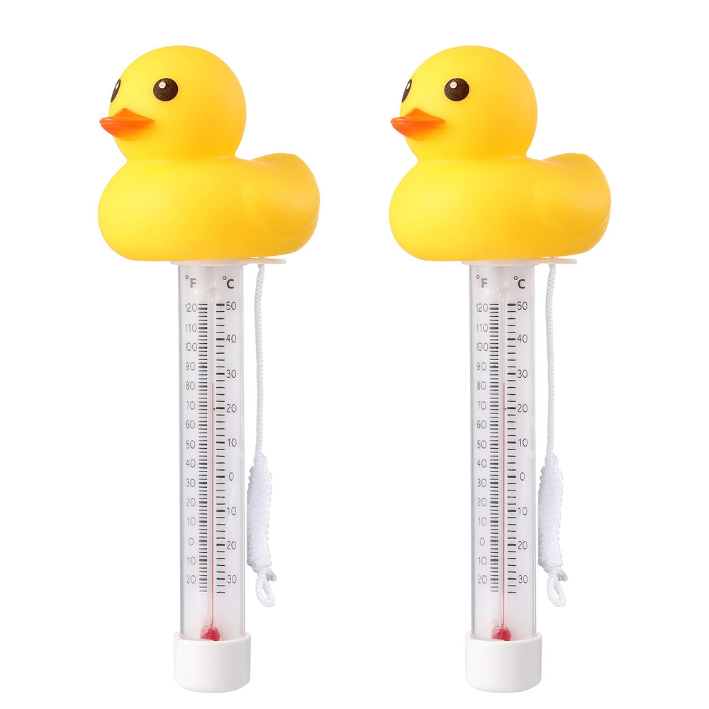 Zxmissu front view of yellow duck thermometer showing readable display and playful design