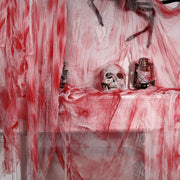 ZYP front view of blood red creepy cloth showing large folded piece and brand
