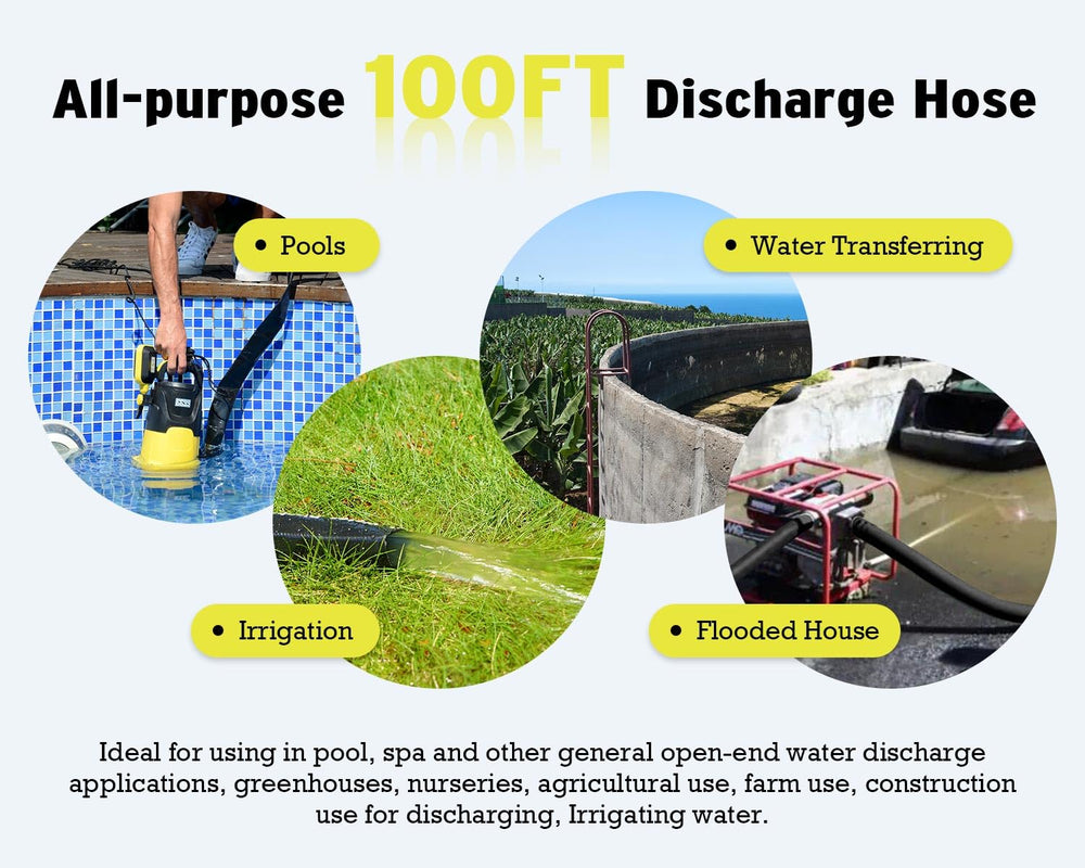 6699 hose stretched alongside tape measure showing full 100-foot reach